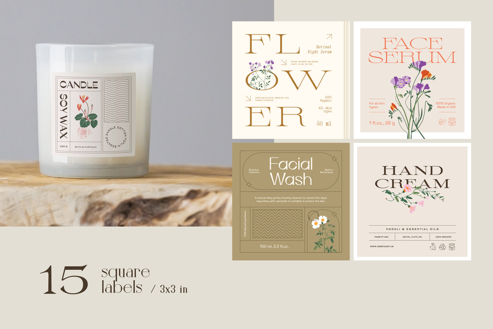 Floral Retro Label Set