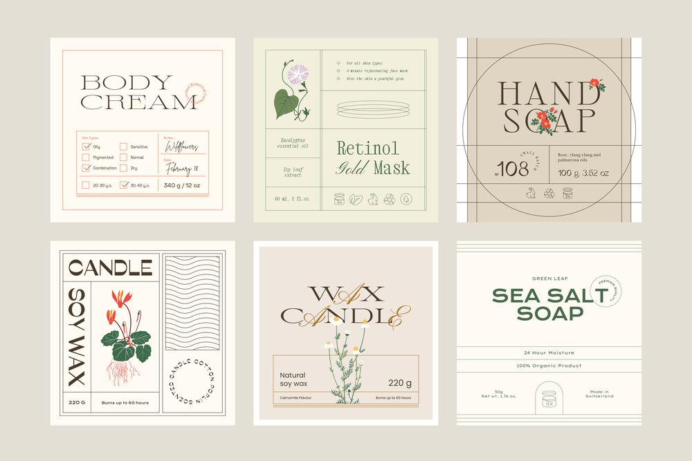 Floral Retro Label Set