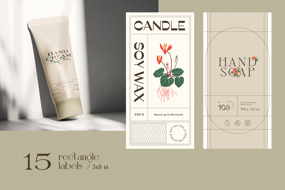 Floral Retro Label Set